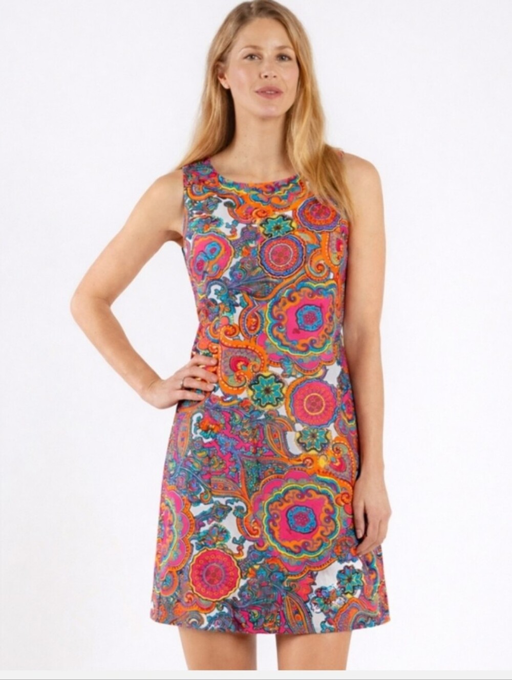 Jude Connally Beth Neon Paisley Floral Shift Dress Size Small NWOT